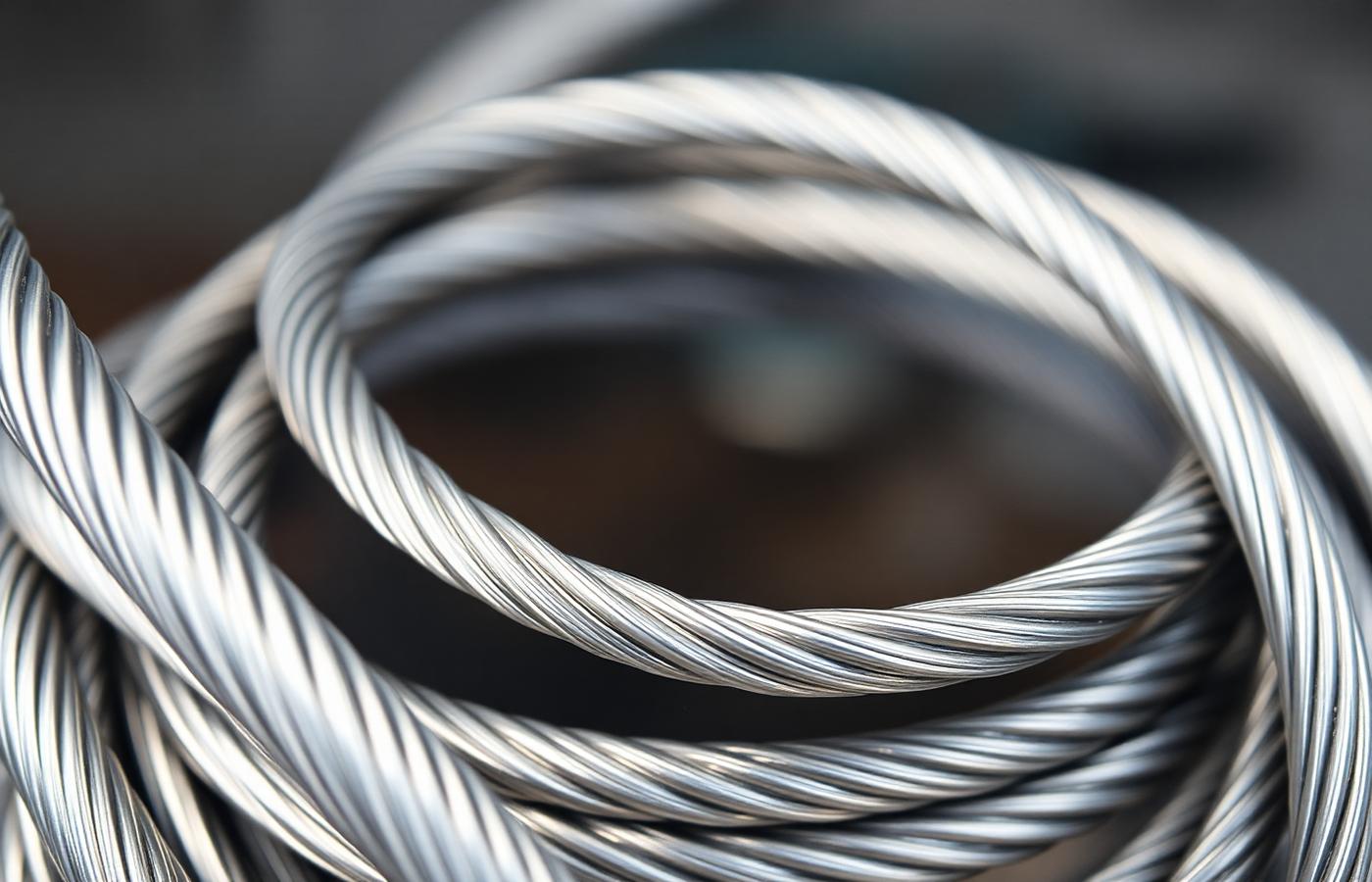 Galvanised fencing wire close-up
